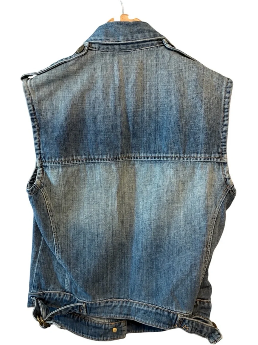 McGuire Denim Abby Rose Sleeveless Fitted Vest Distressed Denim Womens size XS - Picture 3 of 12